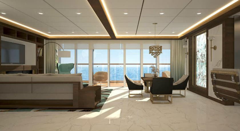 One-bedroom residence (rendering) / Courtesy of the cruise line