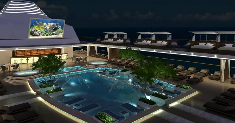 Pool area onboard Blue World Voyages ship / Courtesy of the cruise line