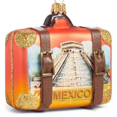 Handblown Glass Travel Suitcase Ornament